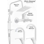 Mutfak Lavabo Banyo Bataryası Ve Robot Duş Takımı Beyaz Renk Baston Model Musluk Armatür