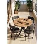 Mutfak Masası 4 Sandalyeli Set 90 Çap Yuvarlak Cafe Balkon Ofis Masa Yemek Takımı Teddy 9861 Antrast