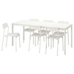 Mutfak masası takımı, beyaz, 6 sandalyeli, açılabilir