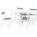Mutfak Masası Takımı, Beyaz-Knisa Açık Gri, 4 Sandalyeli, Katlanabilir - 1/100 Toz Ceviz