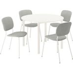 Mutfak Masası Takımı, Beyaz-Tibbleby Bej/gri, 4 Sandalyeli, Sabit, 107 cm - 1/100 Toz Ceviz