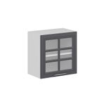 Mutfak Modül Mbr_C Üst 1Dk1R 60-H60Cm Dolap Cam Beyaz Antrasit Mdf