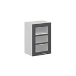 Mutfak Modül Mbr_C Üst 1Dk2R 50-H72Cm Dolap Cam Beyaz Antrasit Mdf