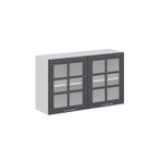 Mutfak Modül Mbr_C Üst 2Dk1R 120-H72Cm Dolap Cam Beyaz Antrasit Mdf