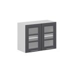 Mutfak Modül Mbr_C Üst 2Dk1R 80-H60Cm Dolap Cam Beyaz Antrasit Mdf