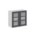 Mutfak Modül Mbr_C Üst 2Dk1R 80-H72Cm Dolap Cam Beyaz Antrasit Mdf