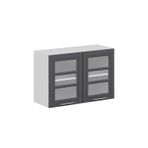 Mutfak Modül Mbr_C Üst 2Dk1R 90-H60Cm Dolap Cam Beyaz Antrasit Mdf
