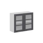 Mutfak Modül Mbr_C Üst 2Dk1R 90-H72Cm Dolap Cam Beyaz Antrasit Mdf