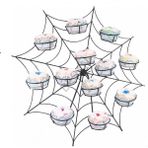 Mutfak Muffin Cupcake Kurabiye Mini Pasta Kek Servis Sunum Standı Örümcek Ağı Cadılar Bayramı Halloween Sunumluk - 1 Adet