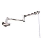 Mutfak Musluğu Banyo Lavabo Bataryası Krom Nikel Siyah Pirinç Tencere Dolum Aparatı Duvara Monte Musluk Tek Soğuk Delik Döndürme Katlanır(B-brushed Nickel)