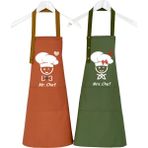 Mutfak Önlüğü Seti 2'li Siyah Kırmızı Leke Tutmaz Su Itici Kumaş Solmaz Baskı Chefs In Love Çeyiz Önlük - 60 x 75 cm - Turuncu