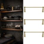 Mutfak rafları için güvenlik çubuğu, 20-107 cm (8-42 inç), altın rengi pirinç; dolaplar için düşmeye karşı metal korkuluk; 2 çubuklu dekoratif direk seti - solut