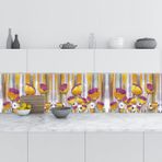 Mutfak Tezgah Arası Folyo Fayans Kaplama Folyosu 3d Golden Flower 60x100 Cm
