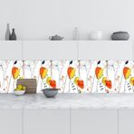 Mutfak Tezgah Arası Folyo Fayans Kaplama Folyosu Çiçek Çizim 60x500 cm