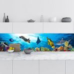 Mutfak Tezgah Arası Folyo Fayans Kaplama Folyosu Deniz Kaplumbağa 60x200 cm