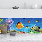 Mutfak Tezgah Arası Folyo Fayans Kaplama Folyosu Denizaltı Balıklar 60 x 300