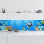 Mutfak Tezgah Arası Folyo Fayans Kaplama Folyosu Denizaltı Balıklar 60x300 cm