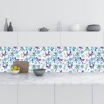 Mutfak Tezgah Arası Folyo Fayans Kaplama Folyosu Mavi Çiçek Kelebek 60x400 Cm