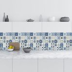 Mutfak Tezgah Arası Folyo Fayans Kaplama Folyosu Mavi Fayans Desen 60x200 Cm