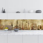 Mutfak Tezgah Arası Folyo Fayans Kaplama Folyosu Mimari Kolaj 60x200 cm