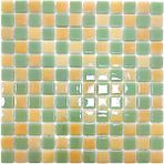 Mutfak Tezgah Arası, Havuz, Banyo, Sauna, Spa, Iç ve Dış Dekorasyonda Tüm Yüzeyler Için, 25X25MM. M.yeşili-Püskürtme Sarı Damalı, 31.5X31.5CM. Fileli Cam Mozaik. (10 File Karo = 1 M2 Fiyatıdır ) - Mozaik ölçüleri: 25x25mm. - File Karo ölçüsü: 31,5x31,5cm.