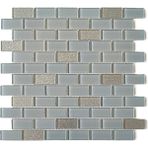 Mutfak Tezgah Arası, Iç ve Dekorasyonda Tüm Yüzeyler Için, 23X48 mm Gri-Gümüş Mix, 30X30 cm. Fileli Kristal Cam Mozaik. ( 11 File Karo = 1 M2 Fiyatıdır ) - Açık Gri