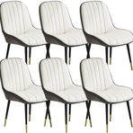 Mutfak Yatak Odası Balkon veya Tuvalet Masası için 6'lı Çağdaş Deri Yemek Sandalyesi Seti Evlilik Odası için Modern Mobilya Seti Şık Makyaj Sandalyesi Seçeneği, Koyu G,Dark Grey+off White-One Size