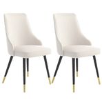 Mutfak Yemek Odası Mobilya Sandalyeleri Mutfak Yemek Sandalyeleri 2'li Set Su Geçirmez PU Deri Metal Ayaklı Yan Sandalye Mutfak Oturma Odası Dinlenme Tezgah Sandalyele,White-Black gold feet