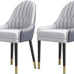 Mutfak Yemek Odası Mobilya Sandalyeleri Yemek Mutfak Odası Sandalyeleri 2'li Set, Modern PU Deri Yüksek Sırtlı Yumuşak Koltuk Yemek Sandalyeleri, masif Ahşap Ayaklar Oturma Odası Sandalyeleri, L