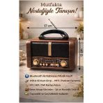 Mutfakta Nostalji Rüzgarı: Bluetooth Bağlantılı Ahşap Görünümlü Retro Radyo