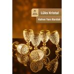 Mutfiko Kahve Yanı Bardağı Altın Yaldızlı Kristal Tasarım Premium 6’lı Set - 6 Adet