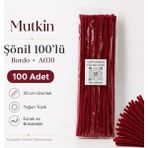 Mutkin A030 Şönil Tel Bordo 100 Adet 30 cm Yoğun Tüylü Hobi Çubuğu El İşi ve Okul Etkinlik Malzemesi