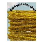 Mutkin Gold Altın Simli Renk Şönil RENK KOD B005 🛒Hobi ve Çiçek Yapım Teli, 1 Paket 100 Adet, - 30 Cm