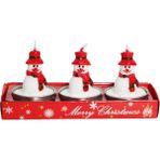Mutlu Adım 3 Adet 4cm Yılbaşı Tealight Mum Kaşkollu Kardan Adam - Çok Renkli