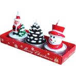 Mutlu Adım 3 Adet 4cm Yılbaşı Tealight Mum Noel Baba Kozalak Kardan Adam - Çok Renkli