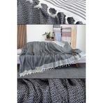 Mutlu Çeyiz Maksi Pamuklu 170X220 cm Açık Kanepe Çekyat Örtüsü Çok Amaçlı Kaymaz Terletmez Koltuk Örtüsü - 170 x 220 cm - Siyah