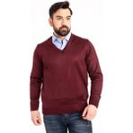 Mutlu City Erkek Ince Yün Triko Örgü Regular Baba V Yaka Kazak 5130 - S - Bordo