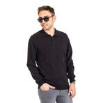 Mutlu City Erkek Klasik Regular Kalıp Pamuklu Selanik Polo Yaka Sweatshirt -siyah 1108