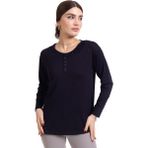 Mutlu City Yeni Sezon 2024 Sade Desen Yuvarlak Yaka Regular Kalıp Anne Penye Bluz 6380 - Lacivert - XL