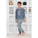 Mutlu City Yeni Sezon Sonbahar/kış Erkek Çocuk Basketball Desenli Polar Pijama Takımı 4530 - Petrol Mavisi - 6 - 7 Yaş