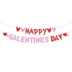 Mutlu Galentine Günü Süslemeleri Önceden Monte Edilmiş Kırmızı Işıltılı Kalp Afiş Sevgililer Günü Işareti Bayanlar Kızlar Doğum Günü Partisi Fotoğraf Prop Malzemeleri