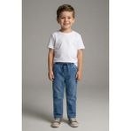 Mutlu Kids Bel Lastikli Erkek Kot Pantolon - Açık Mavi - 9 Yaş