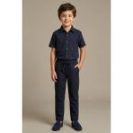 Mutlu Kids Çizgili Desenli Bağcıklı Erkek Çocuk Pantolon - Lacivert - 4 Yaş