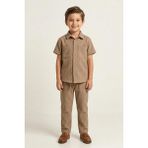 Mutlu Kids Çizgili Desenli Bağcıklı Erkek Çocuk Pantolon - Vizon - 2 Yaş