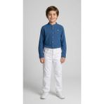 Mutlu Kids Erkek Çocuk Nakışlı Regular Fit Gabardin Pantolon - Beyaz - 11 Yaş
