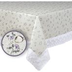 Mutlu Land Carmen Pvc Masa Örtüsü Kenar Dantel Krem - Mor - 152 x 232 cm - Mor - Krem