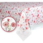 Mutlu Land Dolores Pvc Masa Örtüsü Kenar Dantel Beyaz - Kırmızı - 122 x 152 cm