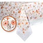 Mutlu Land Dolores Pvc Masa Örtüsü Kenar Dantel Beyaz - Turuncu - 152 x 152 cm