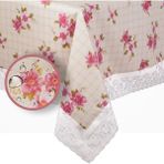 Mutlu Land Ekose Menekşe Pvc Masa Örtüsü Kenar Dantel Krem - Kırmızı - 122 x 152 cm