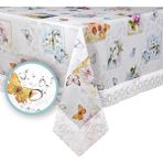 Mutlu Land Kelebek Etkisi Pvc Masa Örtüsü Kenar Dantel Beyaz - Yeşil - 122 x 152 cm